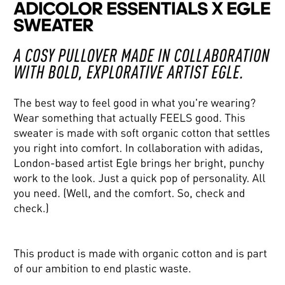 NWT|Adidas Adicolor Essentials x Egle Embroidered Sweatshirt, XS - Picture 5 of 13